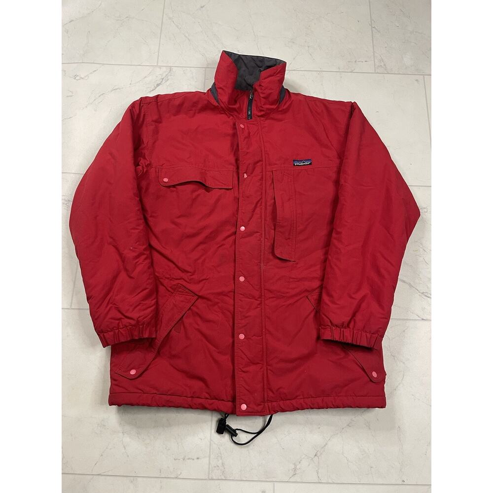 Vintage Patagonia Red Long Adventure Ski Coat Zip Button Size M
